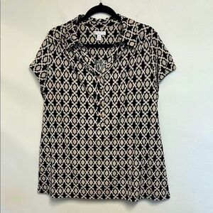 Charter Club Woman Office Wear Medallion Geometric Print Women’s Size 3X Blouse
